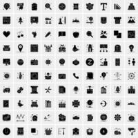 ensemble de 100 icônes de glyphes solides d'affaires vecteur