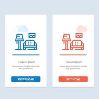 galerie de canapé de pièce forfaitaire bleu et rouge téléchargez et achetez maintenant le modèle de carte de widget web vecteur
