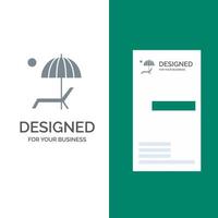 banc de parasol profitez de la conception de logo gris d'été et du modèle de carte de visite vecteur