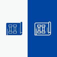 équipement fitness inventaire sport ligne et glyphe icône solide bannière bleue ligne et glyphe icône solide bannière bleue vecteur