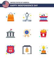 9 usa pack plat de signes et symboles de la fête de l'indépendance de l'indépendance usa amérique banque américaine modifiable usa day vector design elements