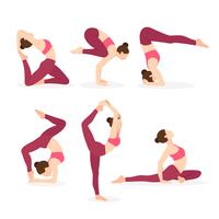 Instructeur de yoga exerçant différentes poses de yoga vecteur