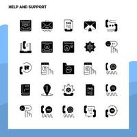 25 jeu d'icônes d'aide et de support modèle d'illustration vectorielle d'icône de glyphe solide pour des idées web et mobiles pour une entreprise vecteur