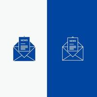 actualités e-mail affaires lettre correspondante ligne et glyphe icône solide bannière bleue ligne et glyphe icône solide bannière bleue vecteur