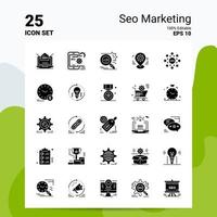 25 seo marketing icon set 100 eps 10 fichiers modifiables idées de concept de logo d'entreprise conception d'icône de glyphe solide vecteur