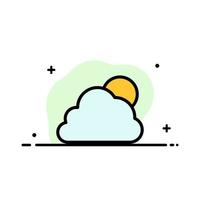 ciel nuage soleil nuageux entreprise ligne plate remplie icône vecteur bannière modèle