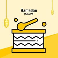 modèle de voeux ramadan kareem croissant islamique et illustration vectorielle de lanterne arabe vecteur