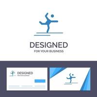 carte de visite créative et modèle de logo gymnastique d'athlète effectuant des étirements illustration vectorielle vecteur