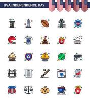25 icônes créatives des états-unis signes d'indépendance modernes et symboles du 4 juillet de l'église du drapeau croix de washington boule américaine modifiable éléments de conception vectorielle de la journée des états-unis vecteur