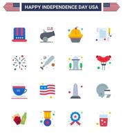 16 icônes créatives des États-Unis signes d'indépendance modernes et symboles du 4 juillet du feu d'artifice américain papier de la journée américaine modifiable éléments de conception vectorielle de la journée des États-Unis vecteur