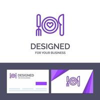 carte de visite créative et modèle de logo dîner nourriture romantique date couple illustration vectorielle vecteur