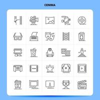 contour 25 cenima icon set vector line style design icônes noires set pictogramme linéaire pack web et mobile business ideas design illustration vectorielle