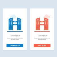 bâtiments ville construction bleu et rouge télécharger et acheter maintenant modèle de carte de widget web vecteur