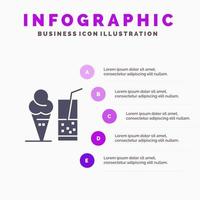 boire de la crème glacée jus d'été infographie modèle de présentation présentation en 5 étapes vecteur