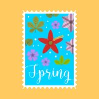 Vecteur de timbre printemps plat