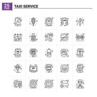 25 icônes de service de taxi mis en arrière-plan vectoriel