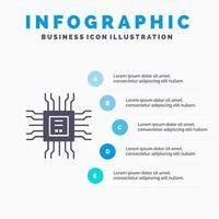 livre cpu apprentissage technologie solide icône infographie 5 étapes présentation fond vecteur