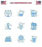 pack de 9 créatifs usa independance day liés blues of cream sport casino glace américain modifiable usa day vector design elements