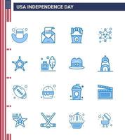 gros pack de 16 usa joyeux jour de l'indépendance usa vector blues et symboles modifiables de la police star frise insigne de police modifiable usa day vector design elements