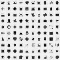 ensemble de 100 icônes de glyphes solides d'affaires vecteur