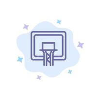 panier de basket-ball panneau bleu icône sur fond de nuage abstrait vecteur