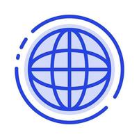 world globe internet education icône de ligne en pointillé bleu vecteur