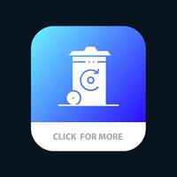 poubelle recyclage énergie recycil bin bouton application mobile version glyphe android et ios vecteur