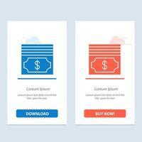 argent comptant en dollars bleu et rouge téléchargez et achetez maintenant un modèle de carte de widget web vecteur