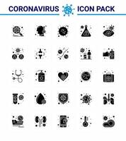 prévention du virus corona covid19 conseils pour éviter les blessures 25 icône de glyphe solide pour la présentation flacon de température de laboratoire oculaire sars coronavirus viral 2019nov éléments de conception de vecteur de maladie