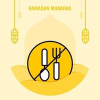 modèle de voeux ramadan kareem croissant islamique et illustration vectorielle de lanterne arabe vecteur