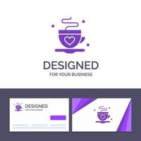 carte de visite créative et modèle de logo tasse café thé amour illustration vectorielle vecteur