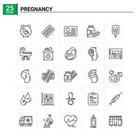 25 grossesse icon set vector background