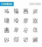 prévention des coronavirus définir des icônes icône de 16 lignes telles que éviter le virus du nez respirer coronavirus viral médical 2019nov éléments de conception de vecteur de maladie