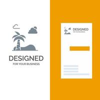 modèle de conception de logo et de carte de visite gris printemps palmier de plage vecteur