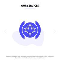 nos services drapeau feuille arbre solide glyphe icône modèle de carte web vecteur