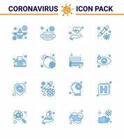 maladie du virus corona 16 pack d'icônes bleues sucer comme boîte de transmission battre les impulsions de pétri coronavirus viral 2019nov éléments de conception de vecteur de maladie