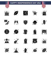 pack de 25 glyphes solides liés à la fête de l'indépendance des états-unis créatifs de paquets sac drapeau états-unis américains modifiables éléments de conception vectorielle vecteur