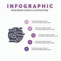 environnement aide pollution fumée monde solide icône infographie 5 étapes présentation arrière-plan vecteur