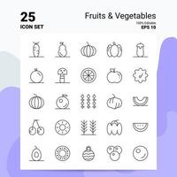 25 fruits légumes icon set 100 eps modifiables 10 fichiers business logo concept idées ligne icône design vecteur