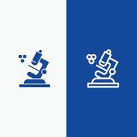 biologie microscope science ligne et glyphe icône solide bannière bleue ligne et glyphe icône solide bannière bleue vecteur