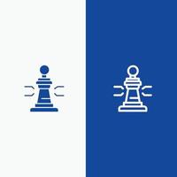 jeu d'échecs joueur roi poker ligne et glyphe icône solide bannière bleue ligne et glyphe icône solide bannière bleue vecteur