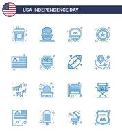 pack de 16 créatifs usa independance day liés au blues des usa pays signe de sécurité police modifiable usa day vector design elements