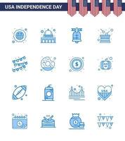16 icônes créatives des états-unis signes d'indépendance modernes et symboles du 4 juillet des bruants ballon de l'indépendance jour férié modifiables éléments de conception vectorielle de la journée des états-unis vecteur