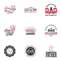 je t'aime papa conception de cartes pour la collection de typographie heureuse fête des pères 9 éléments de conception vectoriels modifiables en noir et rose vecteur