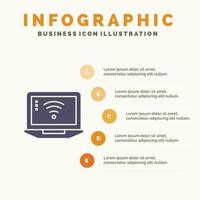 ordinateur portable signal wifi infographie modèle de présentation présentation en 5 étapes vecteur