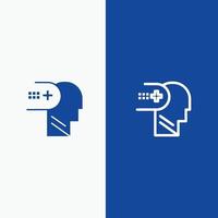 santé mentale esprit médical ligne et glyphe icône solide bannière bleue ligne et glyphe icône solide bannière bleue vecteur