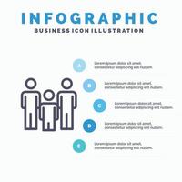 famille couple enfants santé ligne icône avec 5 étapes présentation infographie fond vecteur