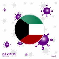 priez pour le koweït covid19 coronavirus typographie drapeau restez à la maison restez en bonne santé prenez soin de votre propre santé vecteur