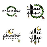 pack vectoriel de 4 textes de calligraphie arabe eid mubarak célébration du festival de la communauté musulmane