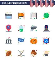 16 usa plat signes célébration de la fête de l'indépendance symboles de signe de boisson carte américaine américain modifiable usa jour vecteur éléments de conception